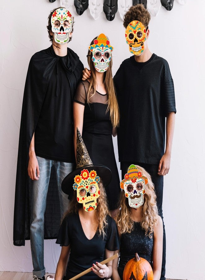 80UncleKimby 8PCS Dia De Los Muertos Masks - Halloween Felt Sugar Skull Crafts, Day of The Dead Costume Accessories Decorations Classroom Activities Party Favors - Image 3